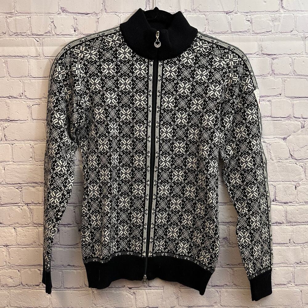 Dale of Norway Women's Frida Jacket Sweater Full Zip Black & White Small